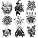 Oottati 9 Sheets Waterproof Hand Back Temporary Tattoo Stickers   Halloween Black Women Moth Flower Pentagram Skull