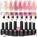 YTD Likomey Nude Gel Nail Polish Kit 8 Colors Translucent Neutral Jelly Sheer UV Nail Gel Set White Pink Glitter 7.5ml Multicolor 3