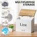 Magnetic Lint Bin for Laundry - Compact Wooden Lint Box with Lid | Rustic Modern Farmhouse Decor - White & Torched Finish - Buy Online on SooperMarket.com
