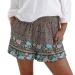 Gufesf Cotton Shorts for Women, Womens Lightweight Shorts Linen Comfy Elastic High Waist Casual Shorts with Pockets Z1-blue XX-Large