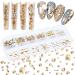 660Pcs Champagne Gold Crystal Rhinestones Nail Art Flat Back Round Multi Sized Shapes Stones Gem Rhinestone Beads for Nail Art DIY Jewelry Crafts Accessories S1