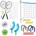 Franklin Sports Fun 5 Combo Outdoor Game Set - Backyard, Beach + Camping Games for Kids - Badminton, Volleyball, Flip Toss, Flying Disc - Horseshoes or Ring Toss Combo Set with Horseshoes