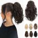 REECHO Ponytail Extension Claw Clip in Ponytail Hair Extensions 10 Inch Short Curly Ponytail Natural Wavy Synthetic Hairpiece for Women Black Brown 10 Inch Black Brown