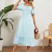 2023 Women's Casual Ruffle Sundress | Smocked Flowy Maxi Dress | Square Neck Plaid | Pink X-Large - Buy Online on SooperMarket.com