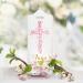 Personalized Wall Decals & Baptismal Candle - Pink Leaves Holy Cross Design 25cm x 7cm - Unique Individual Baptism Gift - Buy Online on SooperMarket.com