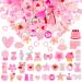 EBANKU 100 Pcs Pink Resin Flatback Decorations 36 Styles Mixed Kawaii Slime Charms Embellishments Scrapbooking Supplies for DIY Crafts Jewelry Making