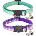Giecooh 2 Pack Breakaway Cat Collar with Bells,Adjustable Kitten Safety Collars for Boys & Girls 7-11'' Teal+Purple