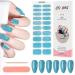 Kalolary 20PCS Nail Adhesive Wrap Nail Gel Polish Strips Full Wraps Nail Polish Stickers Cured Gel Nail Strips Self-Adhesive Gel Nail Wrap Stickers Decals(UV/LED Lamp Required) (Glitter Sky Blue)