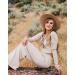 BTFBM Women's Ribbed Knit Lounge Set - Long Sleeve Crop Top & Wide Leg Pant in Solid Apricot | Size Large - Buy Online on SooperMarket.com