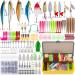 GOANDO Fishing Lures Fishing Gear Tackle Box Fishing Attractantsfor Bass Trout Salmon Fishing Accessories Including Spoon Lures Soft Plastic Worms Crankbait Jigs Fishing Hooks 302 Pcs Fishing Lures