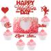 25 PCS Valentine's day Cupcake Toppers Red Glitter Sweet Love Cupid Cupcake Food Picks Valentine's Day Theme Wedding Bridal Shower Birthday Party Cake Decorations Supplies Cy-24-xs-108