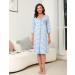 Marvmys Maternity Nightdress for Breastfeeding & Hospital - XL, Blue - Nursing Nightgown with 3/4 Sleeves, V Neck, Button Down - Soft Sleepwear for Pregnant Women - Buy Online on SooperMarket.com