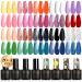 ROSALIND 24PCS Gel Nail Polish Set 20 Colors Gel Polish with Base Coat and Glitter&Glossy&Matte Gel Top Coat Fall Winter Colors Holiday Nail Gel 20color gel polish set 2C 0.17 Fl Oz (Pack of 24)