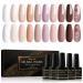 Shining She Gel Nail Polishes Set 10 Colors Nude Pink White Champagne Brown Glitter Gold Gel Polish Set Soak-Off UV/LED Nail Polish Gel Gift for Nail Art Salon DIY Home 8ML Nude Brown