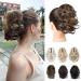 REECHO Ponytail Extension 9" Claw Clip in Short Curly Wavy Pony Hair Extension Jaw Clip on Pony Tail HP001 Hairpiece for Women - Chocolate Brown with Highlights