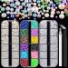 3800 Pcs 3 Boxes Flat Back Pearls Kits Flatback Colorful AB+White AB+Beige AB Half Round Pearls with Pickup Pencil and Tweezer for Home DIY and Professional Nail Art  Face Makeup and Craft 10-colorfulAB+whiteAB+beigeAB