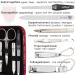 Three Swords 8 pcs Manicure Set 'Roma' | High-Quality Ostrich Leather Imitation Nail Case | Complete Nail Care Tools - Scissors Clippers Tweezers Glass & Sapphire Files - Buy Online on SooperMarket.com