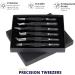 Silakor 6-Piece Stainless Steel Eyelash Tweezers Set for Volume and Classic Lash Extensions - Black - Buy Online on SooperMarket.com
