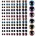 craftshou 120 Pieces 6 Colors Glitter Plastic Safety Eyes 12mm 14mm 16mm 18mm 20mm Round Doll Eyes for Doll Teddy Bear Bunny Toy and DIY Craft Making(Multi Colors) Type a