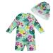 upandfast Baby Girls Swimsuit Baby Swimming Costume UV Baby Girls' Swimwear with Snap Bottom UPF 50+ Sun Protection 18-24 Months Green Flower