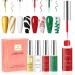 Yueshop Christmas Nail Art Gel Liner Polishes Set 4x 8ml White Gold Red Green Colors Painting Soak Off Collection Drawing UV Gel Nail liner Thin Nail Art Brush Pen Tool for Girls Women's DIY Nail Art Red Green White Gold