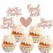 Rsstarxi 30 Pack We Will Miss You Cupcake Toppers Glitter Heart Good Luck Cupcake Decorations We Need You Cupcake Picks for Retirement Farewell Going Away Party Cake Decorations Rose Gold Design 2 Rose Gold