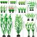 Quozuo 25 Pieces Artificial Aquarium Plants - Easy Green Plastic Decor for Stunning Aquariums - Buy Online on SooperMarket.com