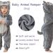 COOKY.D Baby Hooded Rompers | Winter Flannel Jumpsuit Pajamas for Infants | 3-6 Months | Dog Design - Buy Online on SooperMarket.com