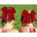 Whaline 8 Inch Glitter Red Jumbo Cheer Bows - 4 Pack | Large Cheerleading Hair Bows for Girls, Toddlers, Women - Elastic Ponytail Holder & Hair Accessories - Buy Online on SooperMarket.com