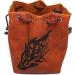 Brown Leather Lite Large Dice Bag with Wolf Design - Holds 400 16mm Polyhedral Dice - Stands Up, Faux Leather Exterior, Lined Interior - Buy Online on SooperMarket.com