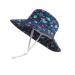 LANGZHEN Beach Sun Protection Hat for Baby Girls Adjustable Toddler Kids Hat Wide Brim Summer Play Hat with Chin Strap Undersea World-Navy 6-12 Months