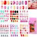 144 Pieces Kids Stick On Nails Full Cover Children False Nails Short Kids Press on Nails Sets Fake Cartoon Nails for Girls