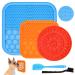 Hysagtek 3 Pcs Licky Mats for Dogs and Cats Dog Lick Mats Slow Feeding Mat with Suction Cup Puppy Lick Mat Pad for Pet Bathing Grooming Training with 1 Spatula + 1 Brush