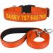 Tagme dog collar and leash personalizing reflective dog collar with 1.5m double -sided reflective dog leash for large dogs orange l (1 Pack) orange set