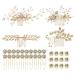inSowni 36 Pack Gold Flower Leaf Bridal Wedding Hair Side Combs+U-shaped Flower Hair Pins+Spiral Rhinestone Clips Barrettes Formal Prom Hair Pieces Headpieces Accessories for Brides Bridesmaids Women Girls