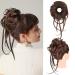 Messy Bun Hair Piece REECHO 1PC Super Long Tousled Updo Hair Bun Extensions Curly Wavy Hair Scrunchies with Elastic Hair Band Hair Accessory for Women - Chocolate Brown