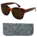 Mini glasses Stylish retro sunglasses with prescription plastic glasses frame with a thick frame and large glasses free case reading sun glasses women retro leopard brown 1.5 diopters