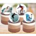 24 x Pre-Cut Surfing 4 Edible Stand up Wafer/Rice Paper Cupcake Cake Toppers Birthday Party Beach Holiday Surfboard Ocean Water Sport Decorations (Surfing 4)