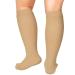 Extra Wide Calf Compression Socks Women Men 20-32mmHg Knee High Plus Size Beige 2X-Large (Pack of 1)