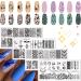 RUNRAYAY 4Pcs Geometric Series Nail Stamping Plates for Nails Image Nail Templates Nail Stencils for Nails Art Stamping Kit Nail Stamp Plates Set Printing Tools for Women and Girls Diy