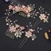 4-Piece Light Pink Gold Wedding Hair Comb Set | Rhinestone Bridal Hair Clips | Elegant Wedding Accessories - Buy Online on SooperMarket.com