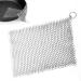 LauKingdom Cast Iron Cleaner - Stainless Steel Cast Iron Cleaner 316L Chainmail Scrubber for Cast Iron Pan, Ultra-hygienic Anti-Rust Cast Iron Scraper with Corner Ring, Square (8x6 inch)