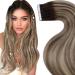 Laavoo invisible tape extensions real hair balayage brown tape real hair extensions ombre brown too light brown and light blond tape in real hair extension Skin weft 45cm #3/8/24 50g 20PCs 45cm-20Pcs 1.6 #3/8/24