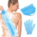 Gjinxi 2 pieces peeling glove peeling washclopes peeling gloves back scrubber back brush peeling glove Luffa sponge shower sponge back brush bath accessories (blue)