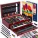 175 Piece Deluxe Art Set with 2 Drawing Pads Acrylic Paints Crayons Colored Pencils Paint Set in Wooden Case Professional Art Kit Art Supplies for Adults Teens and Artist Paint Supplies 175pcs-cherry