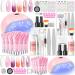 COSCELIA Poly Nail Gel Kit with U V Light 36W  6pcs Nail Extension Gel with Slip Solution Color Changing & Glitter Poly Nail Gel for Beginners BaseTop Coat Manicure Kit Gifts for Women Girls DIY