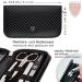 High-Quality 8-Piece Manicure Set 'Roma' - Deep Black Synthetic Leather Etui | Nail Scissors Tweezers Glass Nail Files & More - International Shipping Available - Buy Online on SooperMarket.com