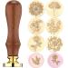 Chrisfall 6 Pcs Wax Seal Stamp Set  Floral stamps Botanical Sealing Stamper Kit  Wooden Handle with Brass Head for Wedding Greeting Cards Gift Plant