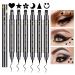 QIUFSSE 6pcs Liquid Eyeliner Stamp Set Double-headed Eye Liners for Women Girls Waterproof Smudgeproof Long Lasting-Love  Flowers  Moon  Stars  Smiley  Triangles