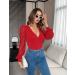 Fayenne Womens Tops Deep V Neck Cross Wrap Sexy Tops Polka Dot Mesh Long Sleeve T Shirt Casual Blouses S Red - Buy Online on SooperMarket.com